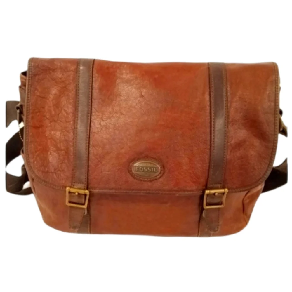 Vintage Fossil XL Messenger Bag Genuine Leather Tote